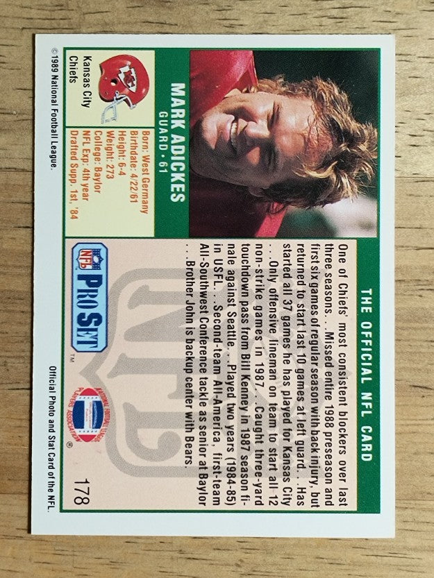 1989 Pro Set #178 Mark Adickes RC