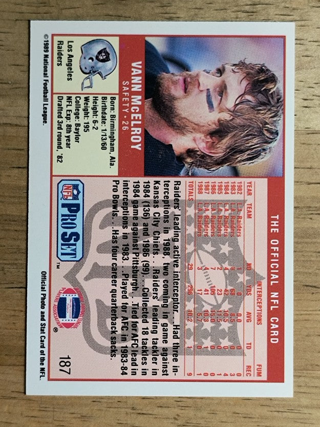 1989 Pro Set #187 Vann McElroy