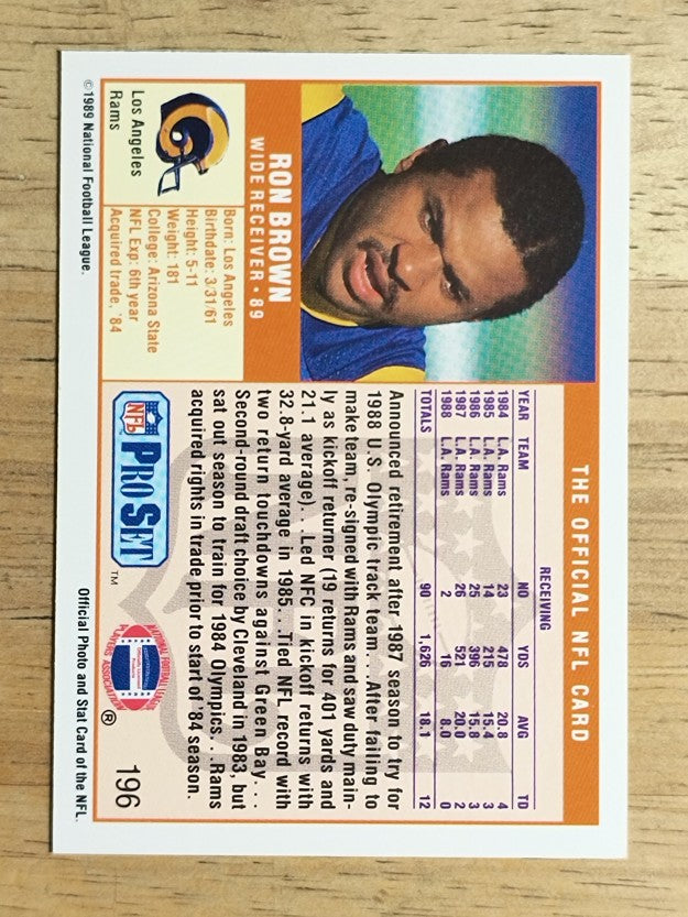 1989 Pro Set #196 Ron Brown