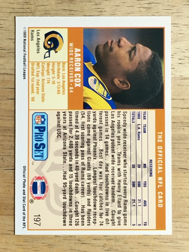1989 Pro Set #197 Aaron Cox RC