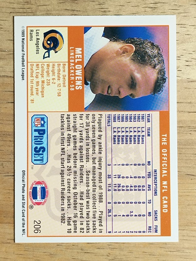 1989 Pro Set #206 Mel Owens
