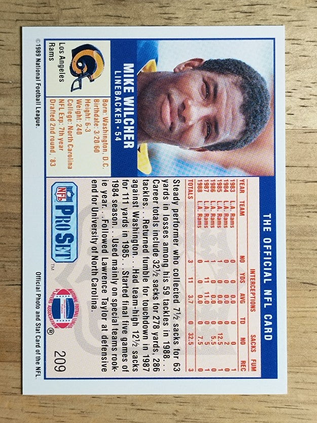 1989 Pro Set #209 Mike Wilcher