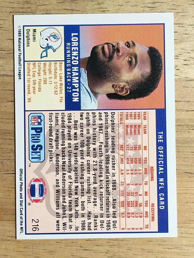 1989 Pro Set #216 Lorenzo Hampton