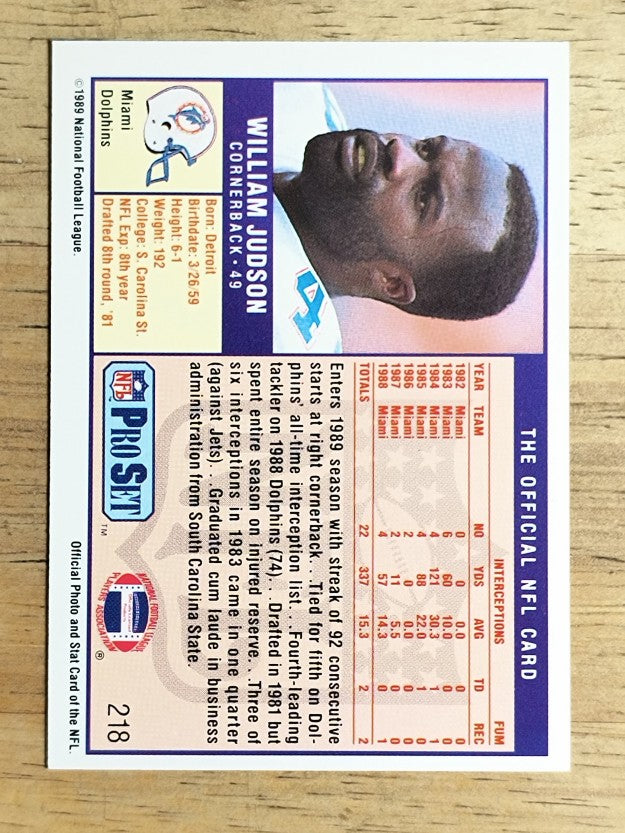 1989 Pro Set #218 William Judson