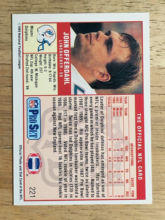 1989 Pro Set #221 John Offerdahl
