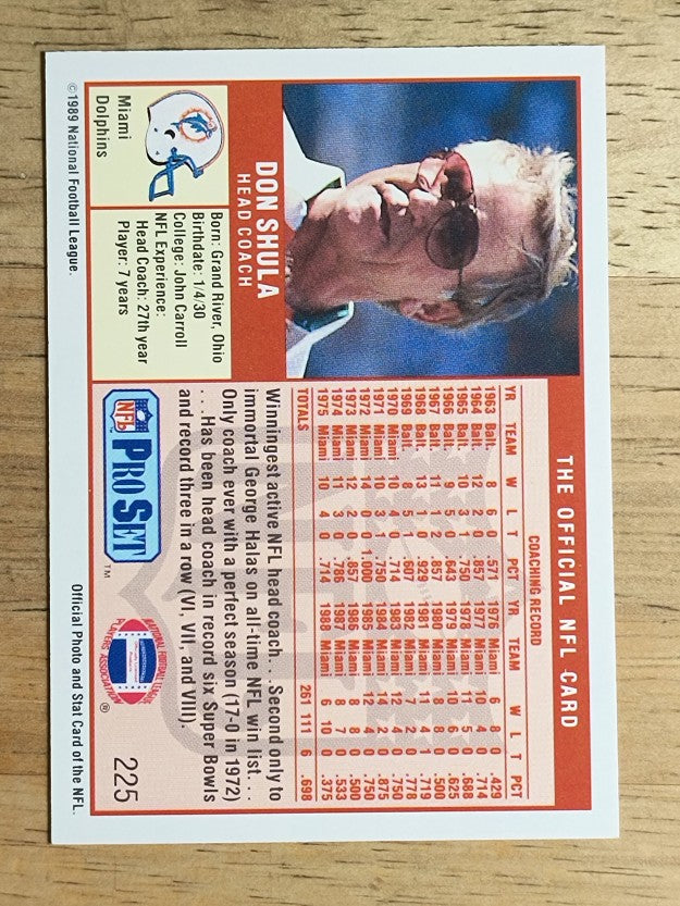 1989 Pro Set #225 Don Shula CO RC