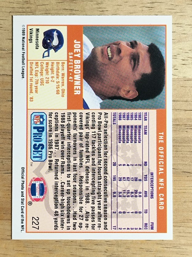 1989 Pro Set #227 Joey Browner