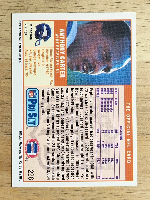 1989 Pro Set #228 Anthony Carter