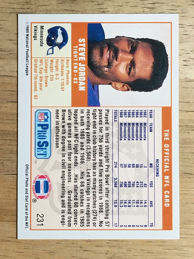 1989 Pro Set #231 Steve Jordan