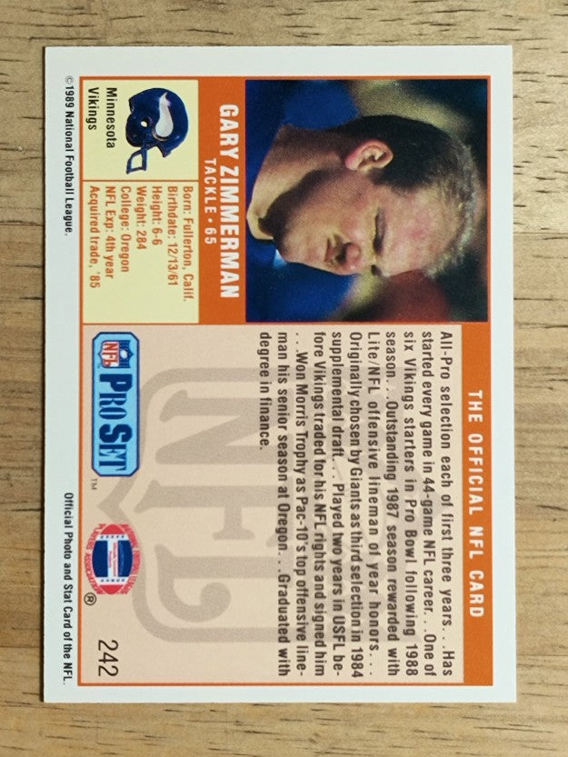 1989 Pro Set #242 Gary Zimmerman