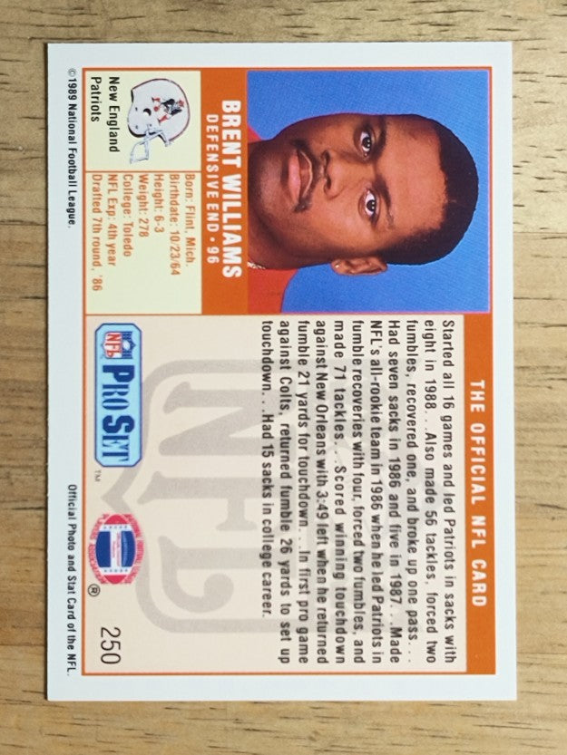 1989 Pro Set #250 Brent Williams RC