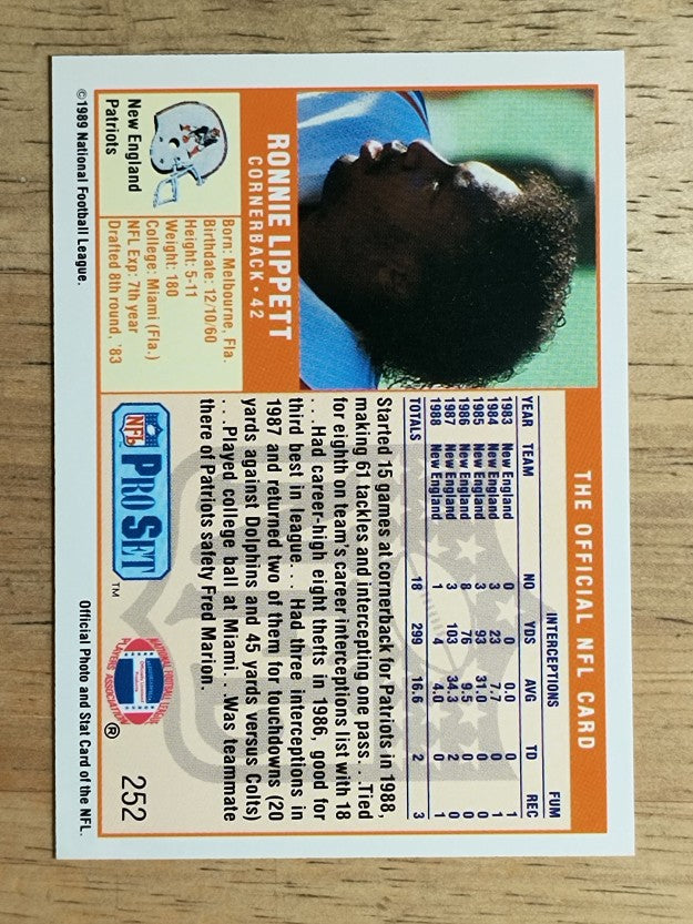 1989 Pro Set #252 Ronnie Lippett