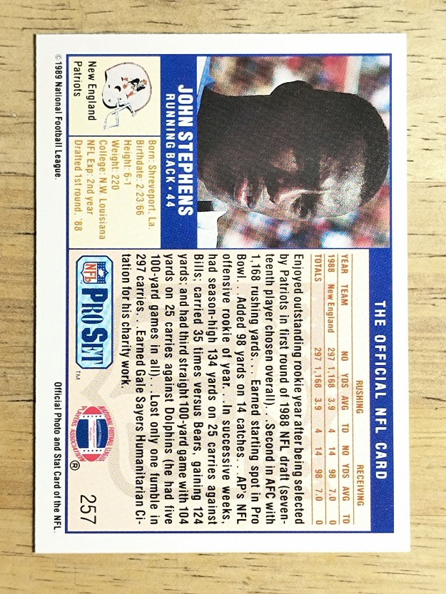1989 Pro Set #257 John Stephens RC