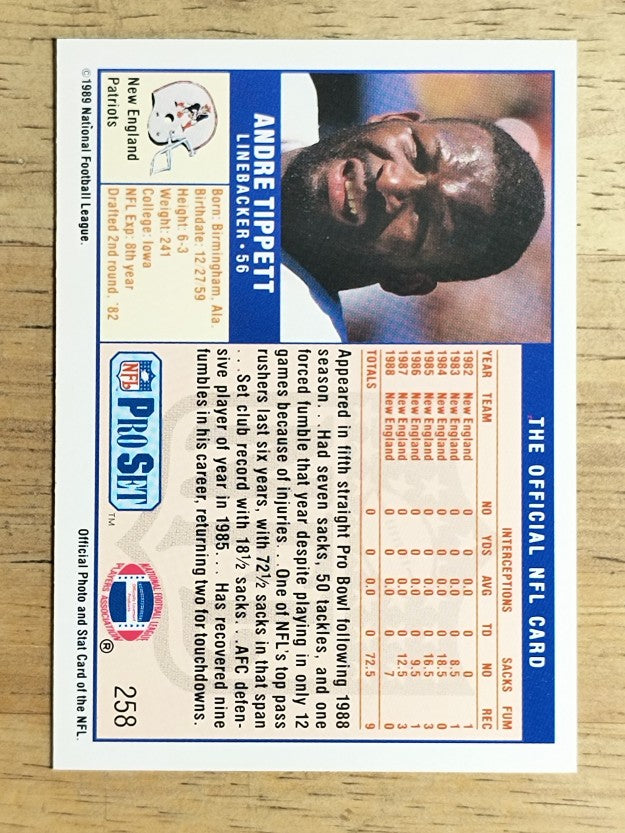 1989 Pro Set #258 Andre Tippett