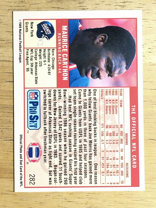 1989 Pro Set #282 Maurice Carthon