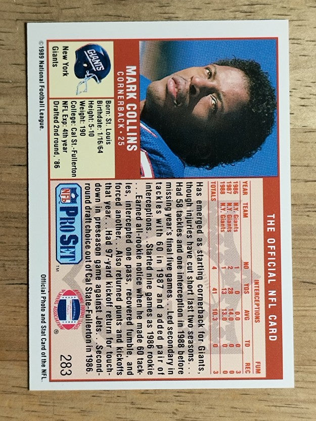 1989 Pro Set #283 Mark Collins RC