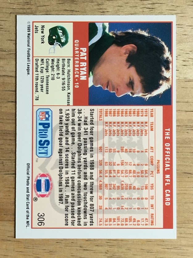 1989 Pro Set #306 Pat Ryan