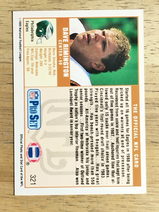 1989 Pro Set #321 Dave Rimington