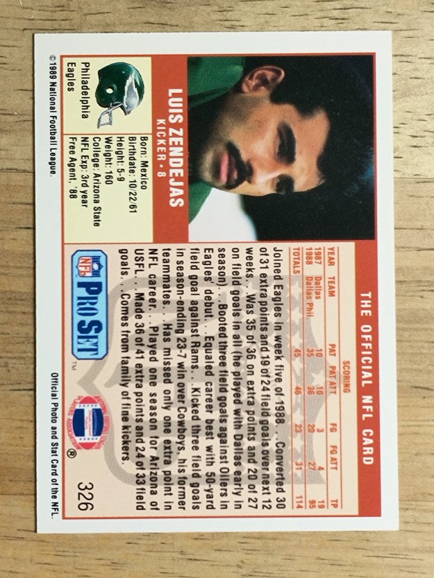 1989 Pro Set #326 Luis Zendejas