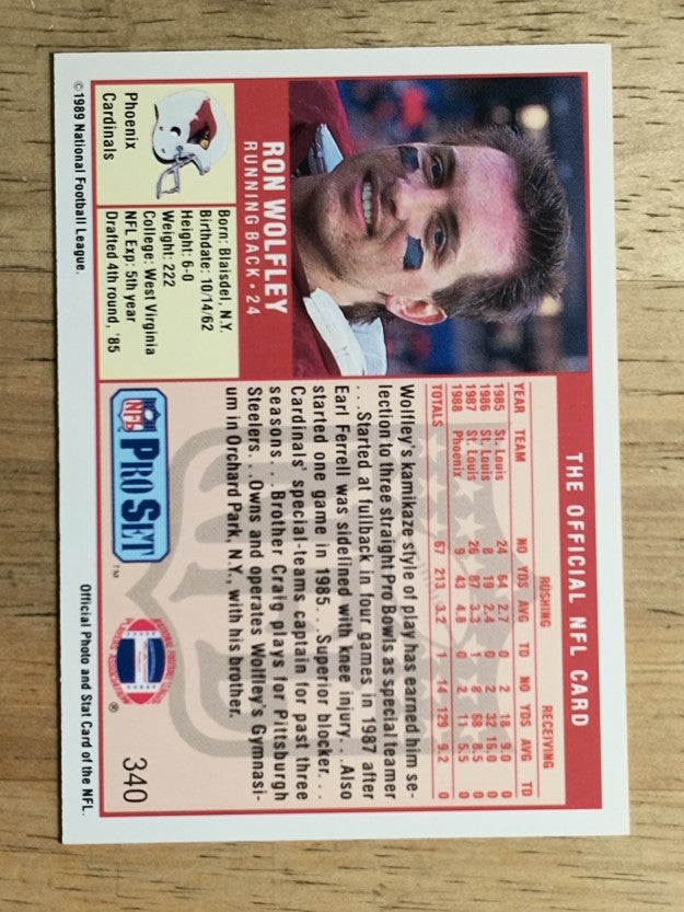 1989 Pro Set #340 Ron Wolfley