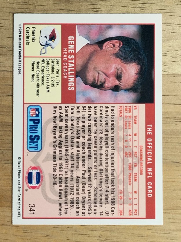 1989 Pro Set #341 Gene Stallings CO RC