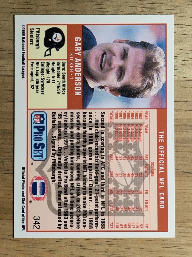 1989 Pro Set #342 Gary Anderson K
