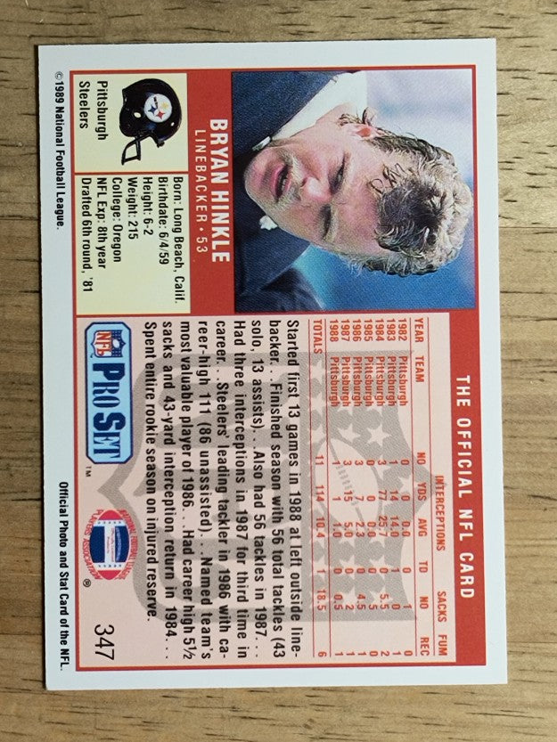 1989 Pro Set #347 Bryan Hinkle RC