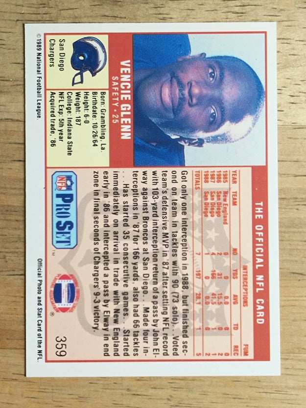 1989 Pro Set #359 Vencie Glenn