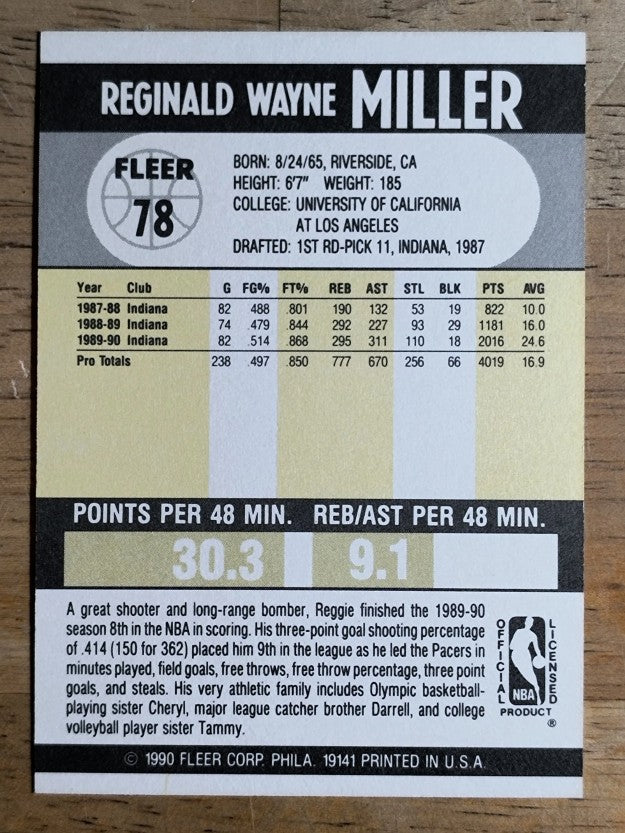 1990-91 Fleer #78 Reggie Miller