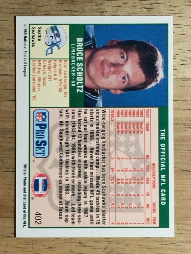 1989 Pro Set #402 Bruce Scholtz