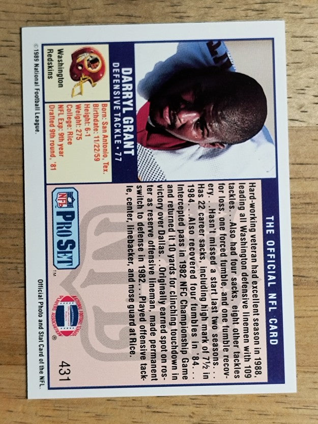 1989 Pro Set #431 Darryl Grant