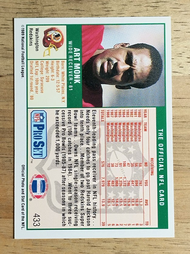 1989 Pro Set #433 Art Monk