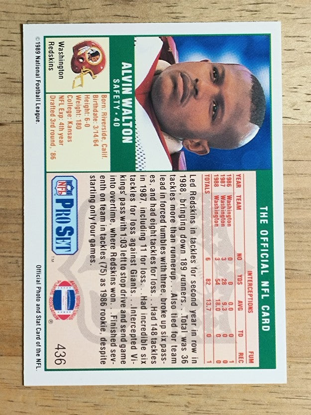 1989 Pro Set #436 Alvin Walton RC