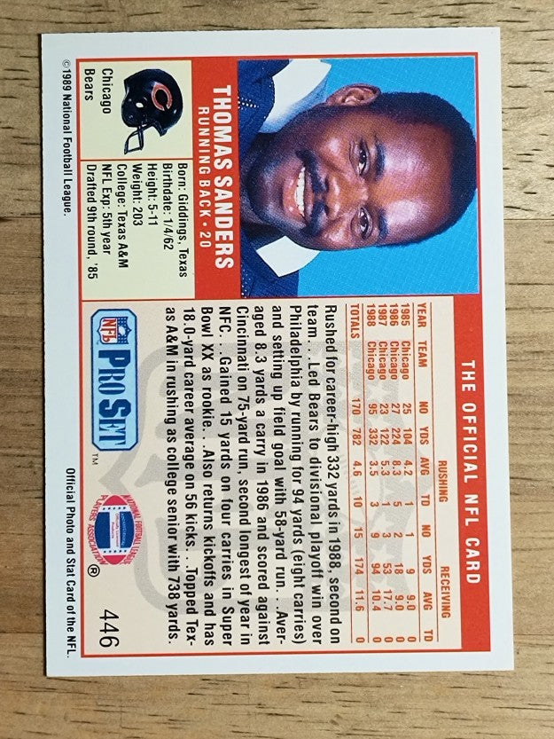 1989 Pro Set #446 Thomas Sanders RC
