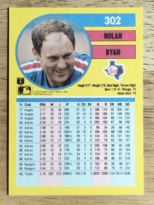 1991 Fleer #302 Nolan Ryan