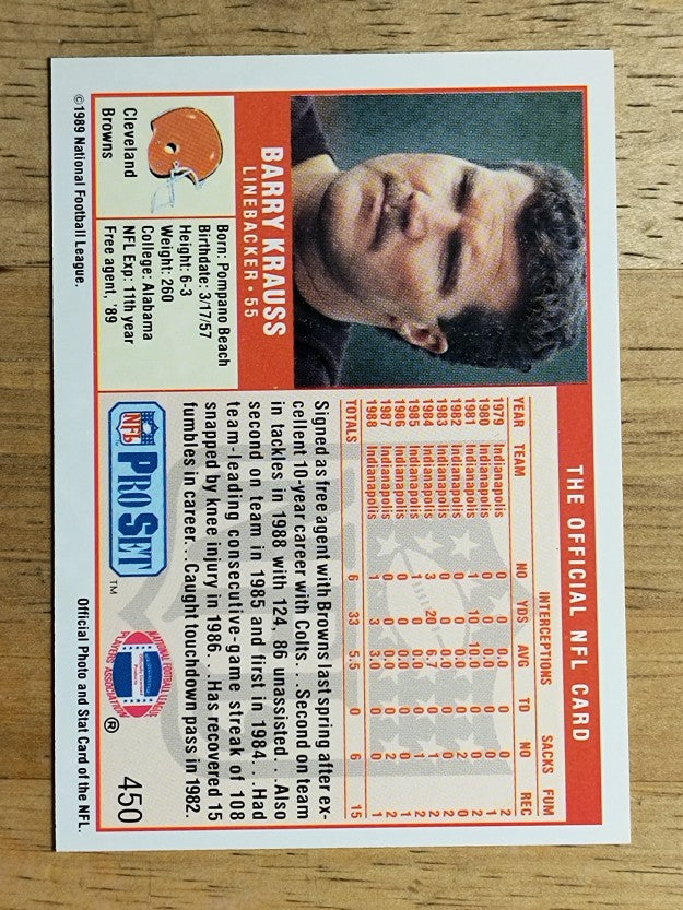 1989 Pro Set #450 Barry Krauss