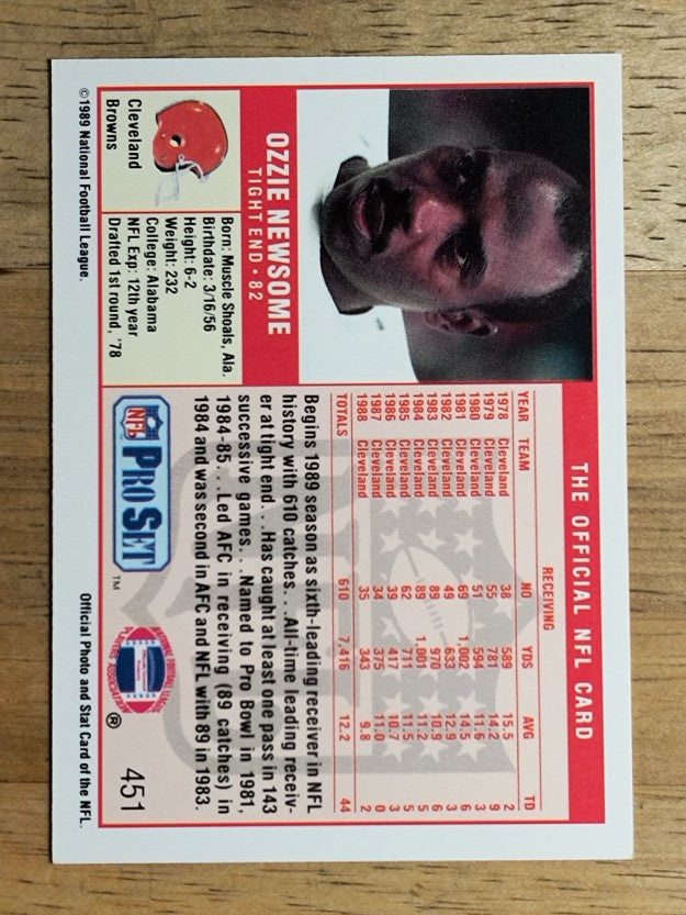 1989 Pro Set #451 Ozzie Newsome