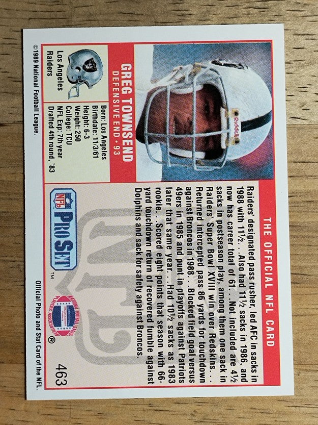 1989 Pro Set #463 Greg Townsend