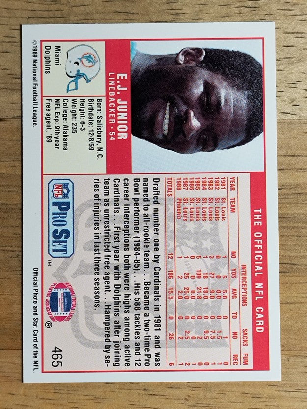 1989 Pro Set #465 E.J. Junior