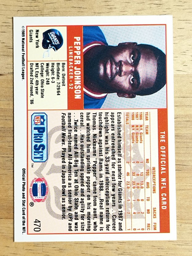 1989 Pro Set #470 Pepper Johnson