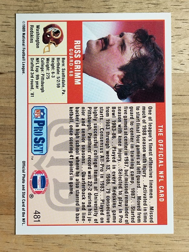 1989 Pro Set #481 Russ Grimm