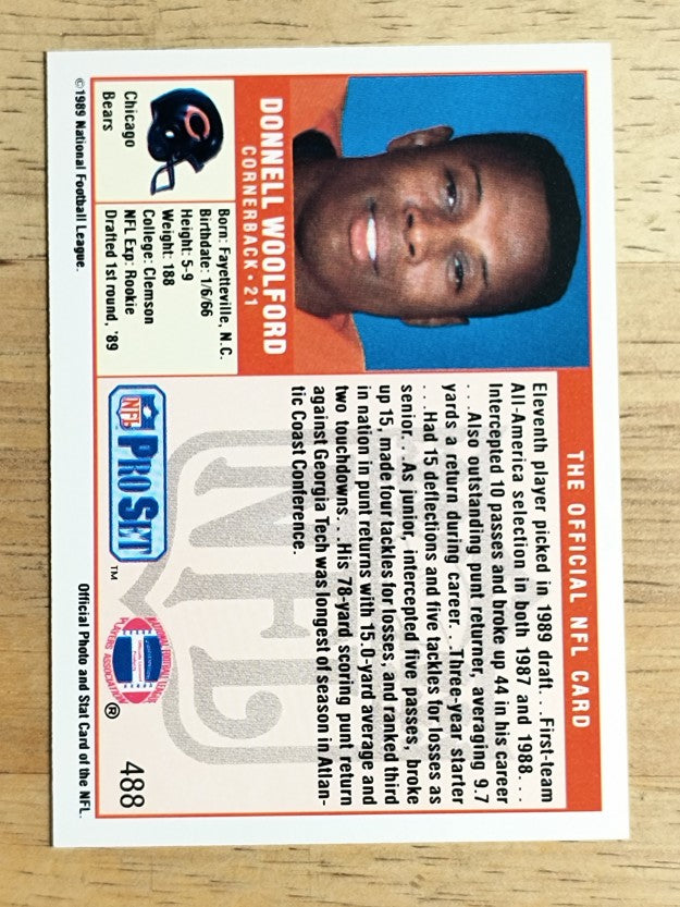 1989 Pro Set #488 Donnell Woolford RC