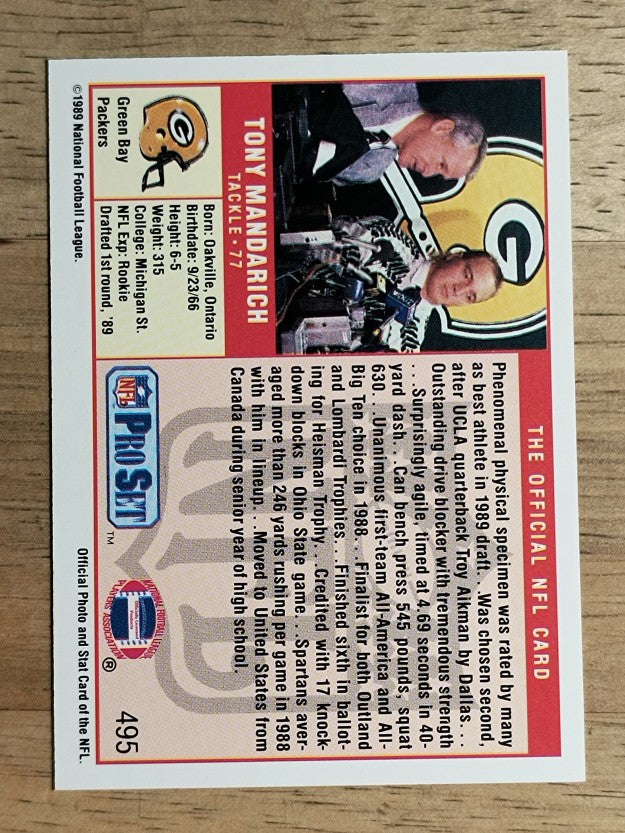 1989 Pro Set #495 Tony Mandarich RC