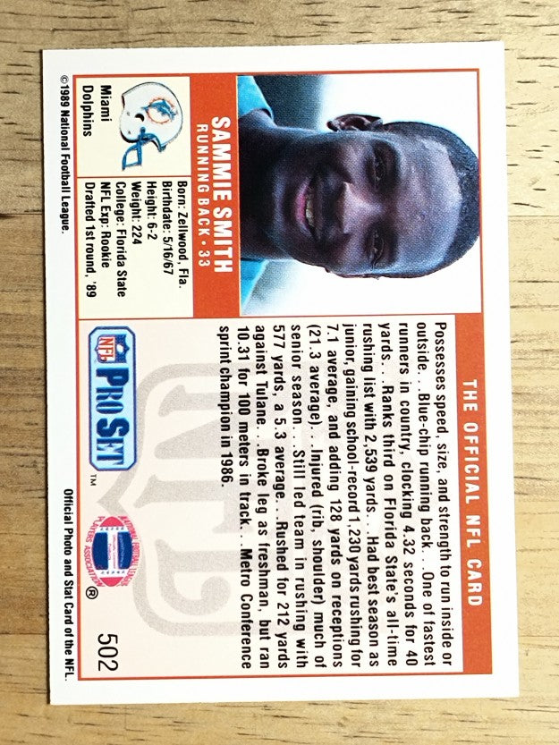 1989 Pro Set #502 Sammie Smith RC