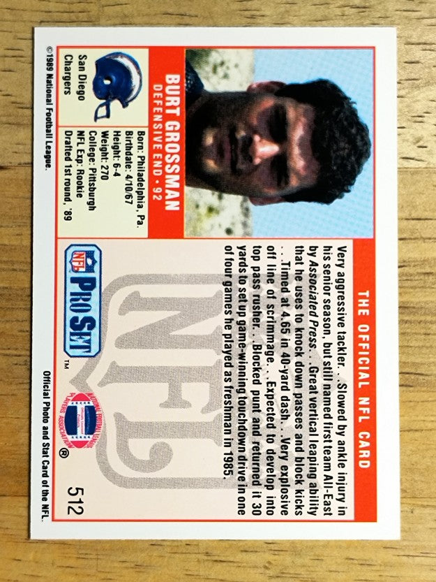 1989 Pro Set #512 Burt Grossman RC