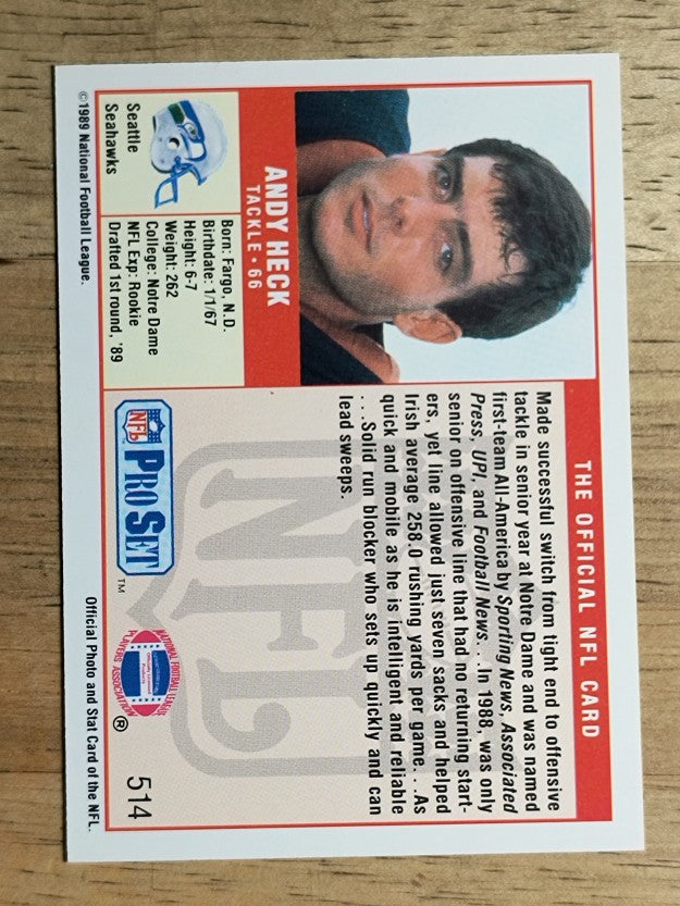 1989 Pro Set #514 Andy Heck RC