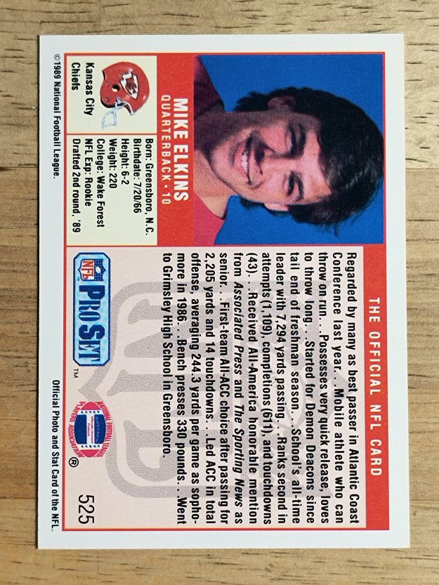 1989 Pro Set #525 Mike Elkins RC