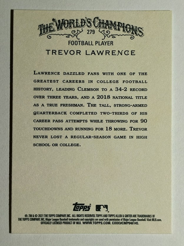 2021 Topps Allen and Ginter #279 Trevor Lawrence