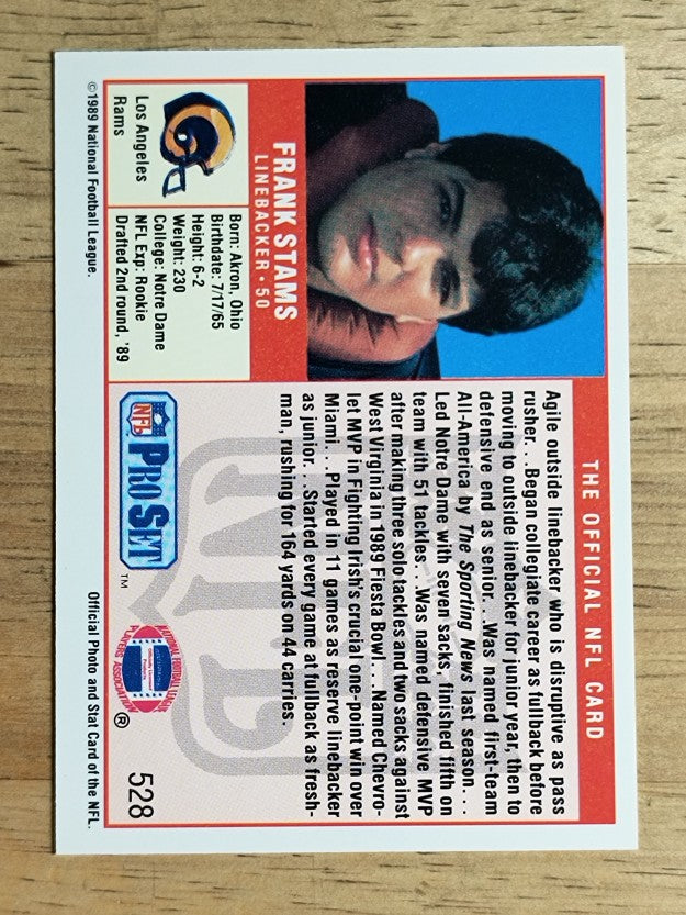 1989 Pro Set #528 Frank Stams RC