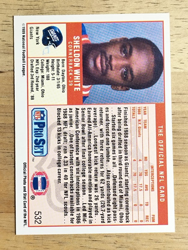 1989 Pro Set #532 Sheldon White RC